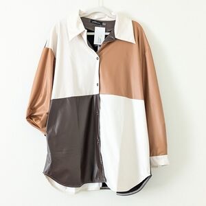 Patchwork Button-Up Shirt